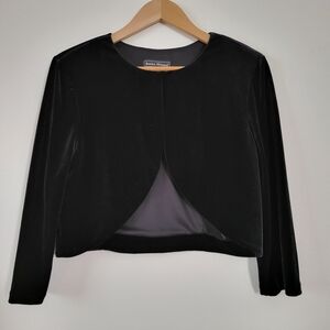 Jessica Howard Velvet 3/4 Sleeves Cropped Cardigan Bolero Shrug Size L